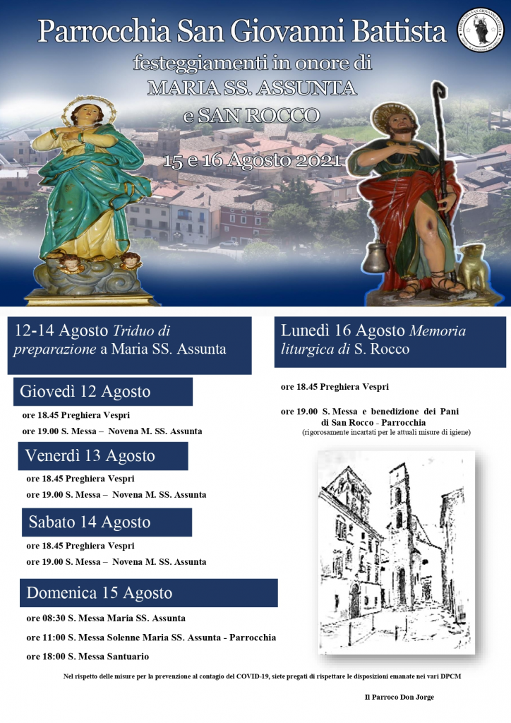 Programma religioso della Festa dell'Assunta e S. Rocco